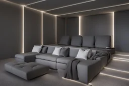 home cinema room with LED lighting in the walls make sure the room is completely symmetrical