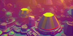 3D colorful geometric installation, simplistic, studio lighting, C4D, 16k, Behance, Artstation, centered, top down camera, vibrant