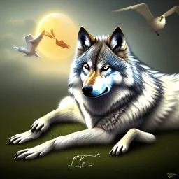 Wolf riding a Goose