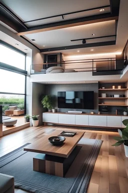 Generate a TV room on the second floor of a house