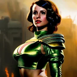 Drawing of beautiful face,'beautiful,Busty fit 'Piper Wright - Fallout 4 ',intense stare, ancient skintight armor, balanciaga fashion clothe painting by gaston bussiere, greg rutkowski, yoji shinkawa, yoshitaka amano, tsutomu nihei, donato giancola, tim hildebrandt Oil on canvas, cinematic composition, extreme detail,fit full head inside picture,16k