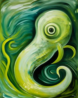 A pale greenish yellow lightning elemental eel painted by Pablo Picasso