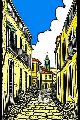 Image of the old San Juan in Picasso style