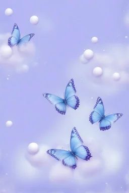 Lavender and light blue butterflies and bubbles in the snow