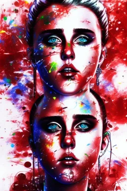 Danish singer MØ face, Abstract portrait by Yoji Shinkawa,