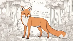 a fox in forests coloring book