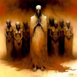 As many masters as there are vices, by VS Gaitonde and Stephen Gammell and Zdzislaw Beksinski, surreal, fantastical, macabre