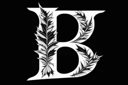 LETTER 'B' CANABIS LEAF BLACK AND WHITE