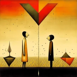 Style by Gabriel Pacheco and Victor Pasmore and Andy Kehoe, abstract surreal art, a metaphorical representation of the ephemeral triangular relationship of love rivalries, gestalt lunatic grass shine, warm colors, sinister, surreal masterpiece, dynamic diagonal layout composition, juxtaposition of the uncanny and the banal, sharp focus, weirdcore, never-before-seen