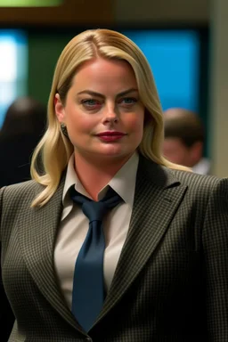 fat margot robbie in suitt