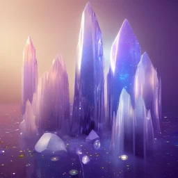 cristal flowers fantasy,crystal city crystalline in the sky, renderin, room, cosmic, opalescent, 100mm, opalescent, gemstones, crystals, object, other worldly,water, cristal rock ,bright, ice backg