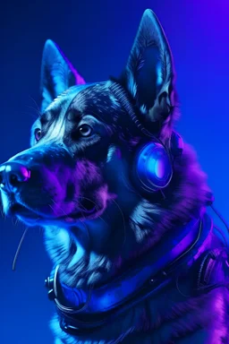 portrait of cyberpunk dog,purple blue color,high key lighting,volumetric