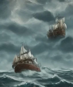 ship rough seas wild night fear danger hate in style of Van Gogh