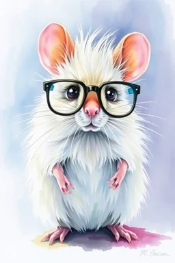 SKETCH WATERCOLOR PASTEL COLOURS - “Mr. Whiskers McStreusel mouse, a wiry fellow with wild white hair and glasses so large they practically covered his whole face.”