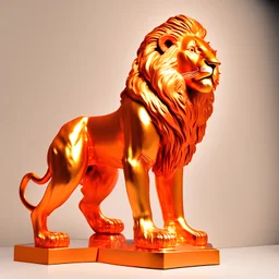 orange color metallic statue of a lion