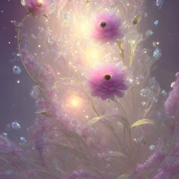 one big crystal subtle flower in a galactic ambiance with a beautiful fairy, transparent petals, delicate colors, in the foreground, full of details, smooth，soft light atmosphere, light effect，vaporwave colorful, concept art, smooth, extremely sharp detail, finely tuned detail, ultra high definition, 8 k, unreal engine 5, ultra sharp focus