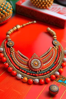 Make a necklace using retro motifs and taking inspiration from ram mandir which is newly inaugurated in Ayodhya and make a modern design using traditional motifs