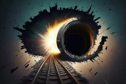 A train falling into blackhole.