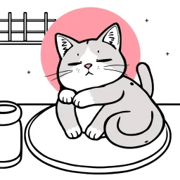 bold and easy, cozy Japan-Cat napping on a kotatsu table each has very thick black outlines, making the details simple and fun to color colors, must be black and white and should have very few backgrounds or no backgrounds