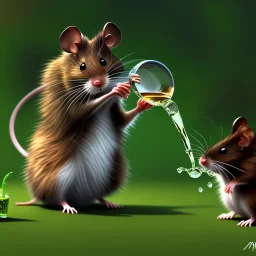  Field mouse drinking water, cartoon, dark, high definition, ultra 8 k,