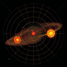 sci-fi schematic of solar wind patterns cross referenced with warming trends, geometric art, straight lines and precise arcs; chaotic science schematic, by Graham Sutherland