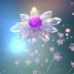 one big crystal subtle flower in a galactic ambiance with a beautiful fairy, transparent petals, delicate colors, in the foreground, full of details, smooth，soft light atmosphere, light effect，vaporwave colorful, concept art, smooth, extremely sharp detail, finely tuned detail, ultra high 3d depth, definition, 8 k, unreal engine 5, ultra sharp focus