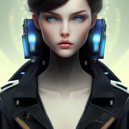Beautiful girl, Black Hair, Blue Eyes, holding Sniper, wearing a black trench coat, Standing in Spaceship command Room, masterpiece, expert, insanely detailed, 4k resolution, cute big circular reflective eyes, cinematic smooth, intricate detail , soft smooth lighting, soft pastel colors, Eyes slightly Glowing, Cybernetic face