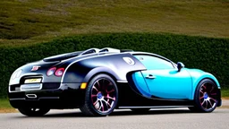 Super Luxurious Bugatti Veyron with tuned spoilers and exhausts, Rear View, 4K, Ultra Detailed