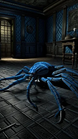 Serpent of the summoning floor ritualistic spiders particularly bold, saturated hues like gray and deep blues, often juxtaposed with dark, atmospheric settings.