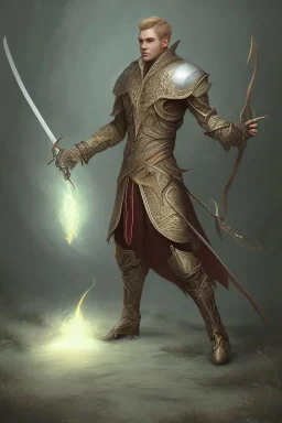 male elf using his magic to fight