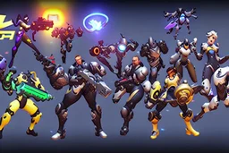 Overwatch game cool fight with all heros