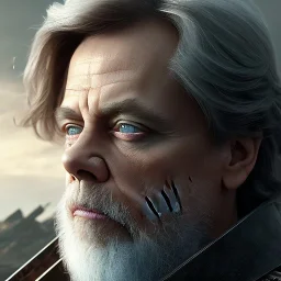 mark hamill walking, dark hair, blue eyes, leather, art by luis royo and greg rutkowski, portrait shot, concept art, insane detail, ray tracing, photorealism, 8k, octane render, depth of field, backlight