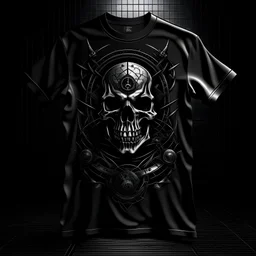 create dark themed t-shirt print fitting in metal, dark style