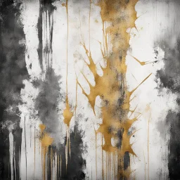 Hyper Realistic big golden & charcoal-black grungy scratches on white rustic peeling-paint background with vignette effect