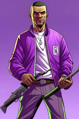 draw a gta character in a ballas gang his wear a purple jacket and pant