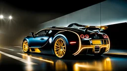 bugatti veyron electric lights , rear view, desktop wallpaper, 4K, Cinematic