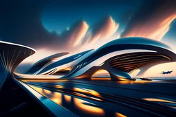 Airport Zaha Hadid digital art 8k