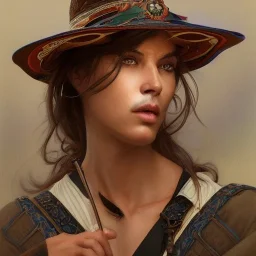 portrait,"Insanely detailed photograph of a western mustachioed crossbowman", charo detailed, sequenced Sombrero, detailed D20 flair, digital painting, artstation, concept art, smooth, sharp focus, illustration, art by artgerm and greg rutkowski and alphonse mucha, 8 k