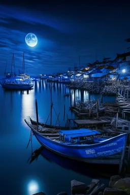 Labuhan Bajo Indonesia at blue hour by the moonlight