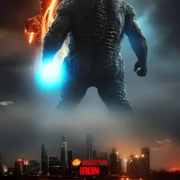 Godzilla with the suit of Iron Man