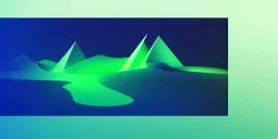 3d rendering. Abstract futuristic neon background. Fantastic landscape with glowing geometric triangular frame and mountains