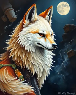 Oil painting of the kitsune. Ultra quality, hyper detailed, work of art