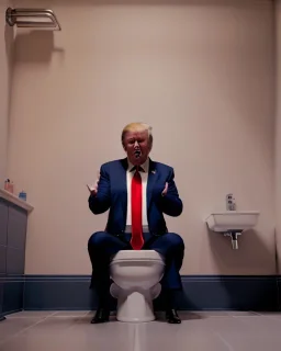 Donald Trump sitting in toilet scene, without pants, realistic image, hooper style, casual, concept art, smooth, unreal engine 5, god lights, ray tracing, RTX, lumen lighting, ultra detail, volumetric lighting, 3d.