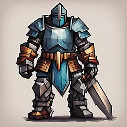 Heavy Knight in color sketch note minecraft art style