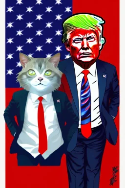 Donald Trump with an anime catgirl