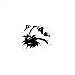 cute silhouette of a pomeranian , black on white vector