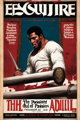 "SHOCKING BLOODY" Guillotine medieval magazine cover: Esquire: The Passion of Muhammad Ali cover