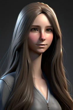 female 3d character long hair