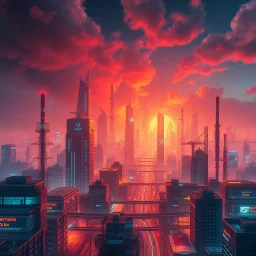 create a nice cool background for my account the image must show Worlds Non Existed and Reality and Reimagined , future modern city and future modern industry ,vibrant metallic colors .1:1 ratio. no text should displayed
