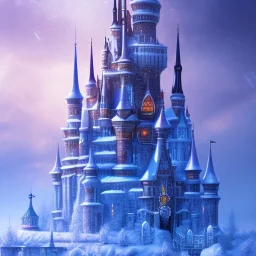 fantasy tower of glass and ice, fairy tale background, ultra detailed, 8K